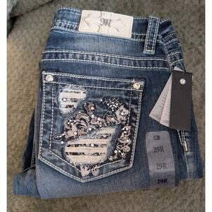 Miss Me Women's Signature Slim Bootcut Sexy Jean W29 L31 BLING & Distressed New